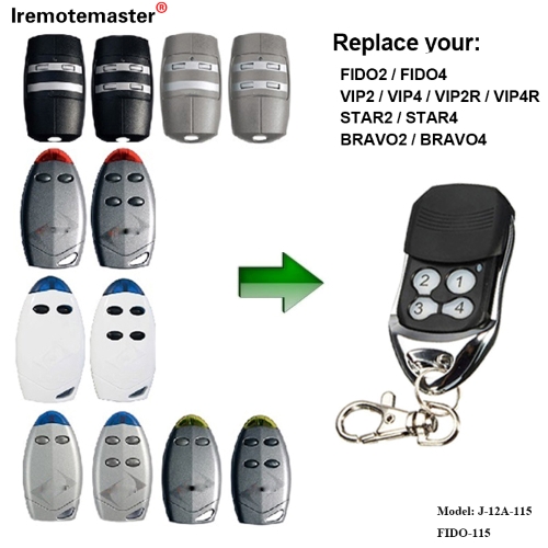 PRO FIDO2 / FIDO4 / VIP2 / VIP4 / VIP2R / VIP4R / STAR2 / STAR4 / BRAVO2 / BRAVO4 garage ostium remotum 433.92 MHZ Rolling Code